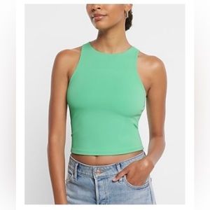 Express Body Contour High Compression HighNeck Cropped Tank-Bright Kelly (green)